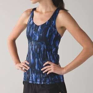 Lululemon Women's 6 Kanto Catch Me Tank Racerback Shelf Bra Black Blue Luxtreme